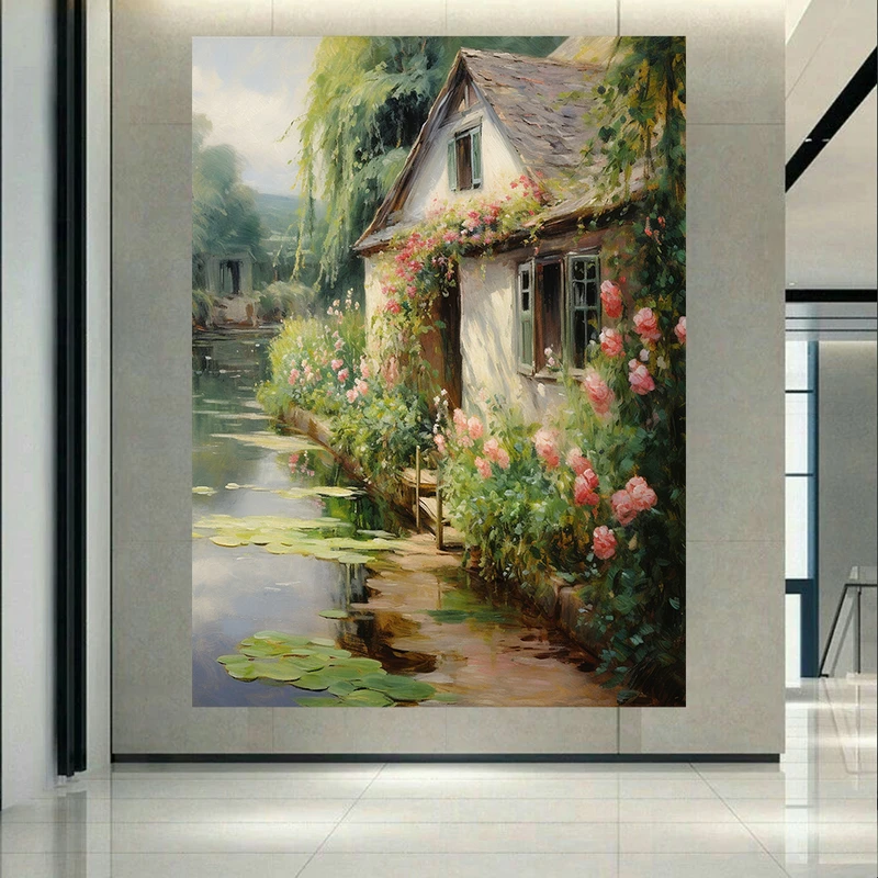 استیکر طرح گلها و طبیعت مدل کلبه روستایی کد AR305715