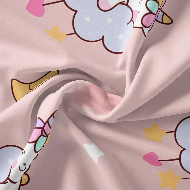 پارچه ملحفه پارچه باما مدل مخمل  طرح یونیکورن  کد 5011342