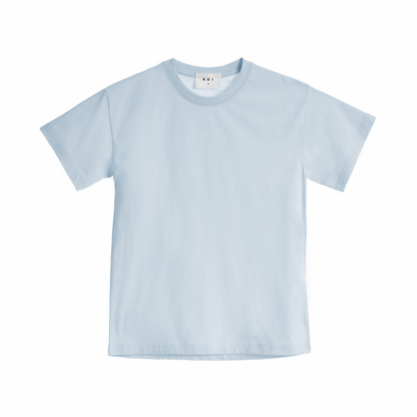 تی شرت آستین کوتاه زنانه کوی مدل رگولار هی گرل کد 444 رنگ آبی