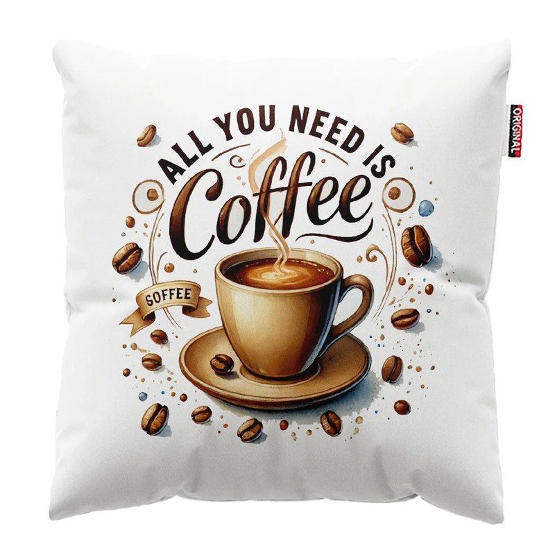 کوسن پاد آفرین طرح قهوه کافی کافه coffee کد 3980 سایز 40*40 سانتی متر