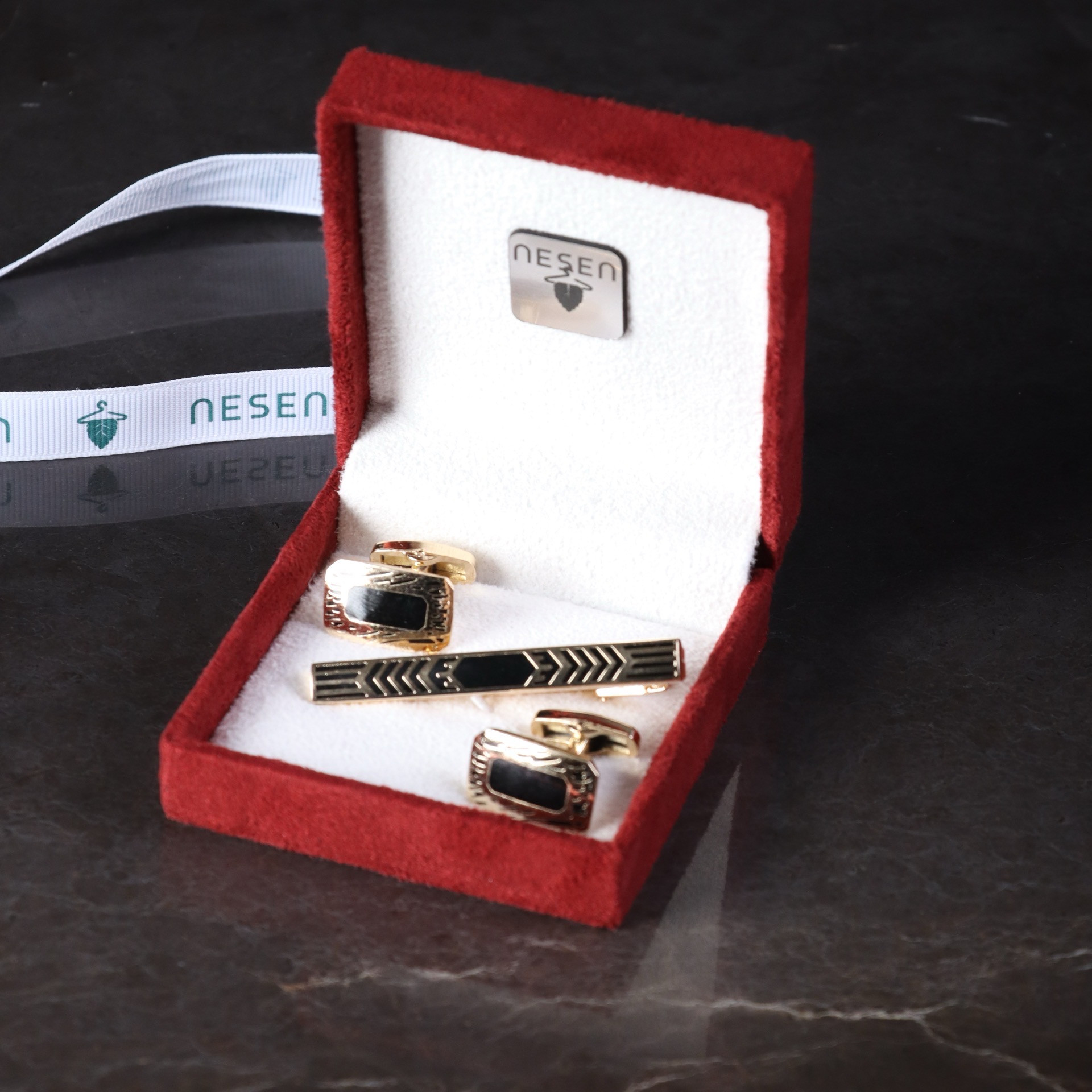 ست دکمه سردست و گیره کراوات مردانه نسن مدل ST3