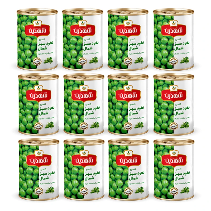 کنسرو نخود سبز شهدین - 370 گرم بسته 12 عددی