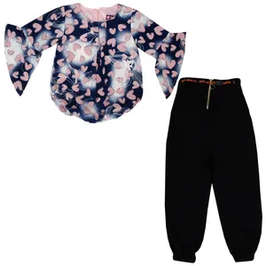 ست بلوز و شلوار دخترانه مدل قلب رنگ صورتی