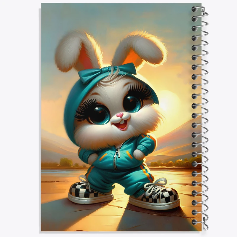 دفتر ژورنال نویسی 50 برگ خندالو مدل نقطه ای طرح خرگوش بامزه کد F5509