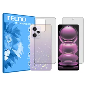 Tecno Resistant model transparent screen protector suitable for Xiaomi Redmi Note 12 Pro mobile phone along with the back of the phone