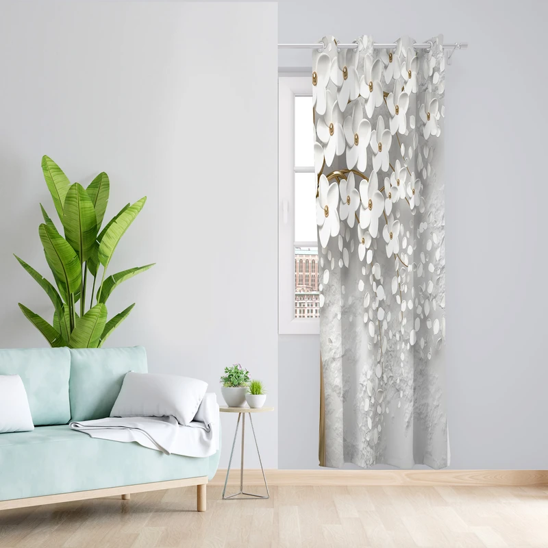 پرده طرح گل مدل مخمل پانچی کد 1822 z سایز 140x200 سانتی متر