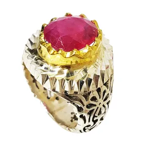 انگشتر نقره مردانه مدل نگین یاقوت 100127