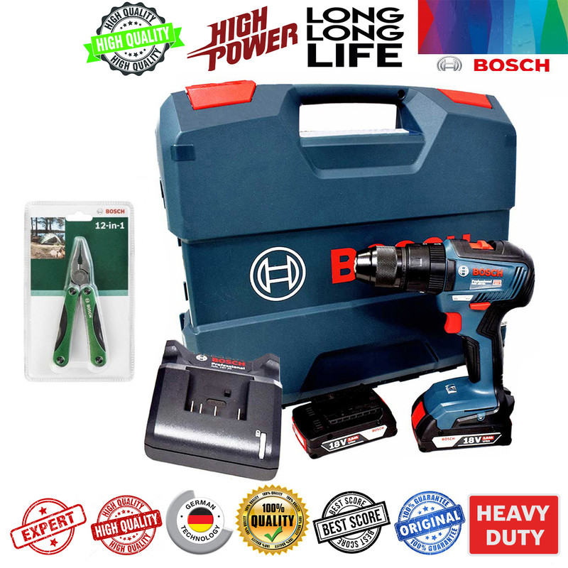 پیچ گوشتی شارژی چکشی بوش مدل فوق حرفه ای GSB 18V-50 Brushless + Extra