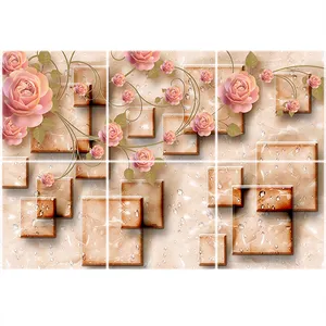 تایل سقفی آسمان مجازی طرح قطره های باران و گل رز  کد 1241-6 سایز 60x60 سانتی متر مجموعه 6 عددی