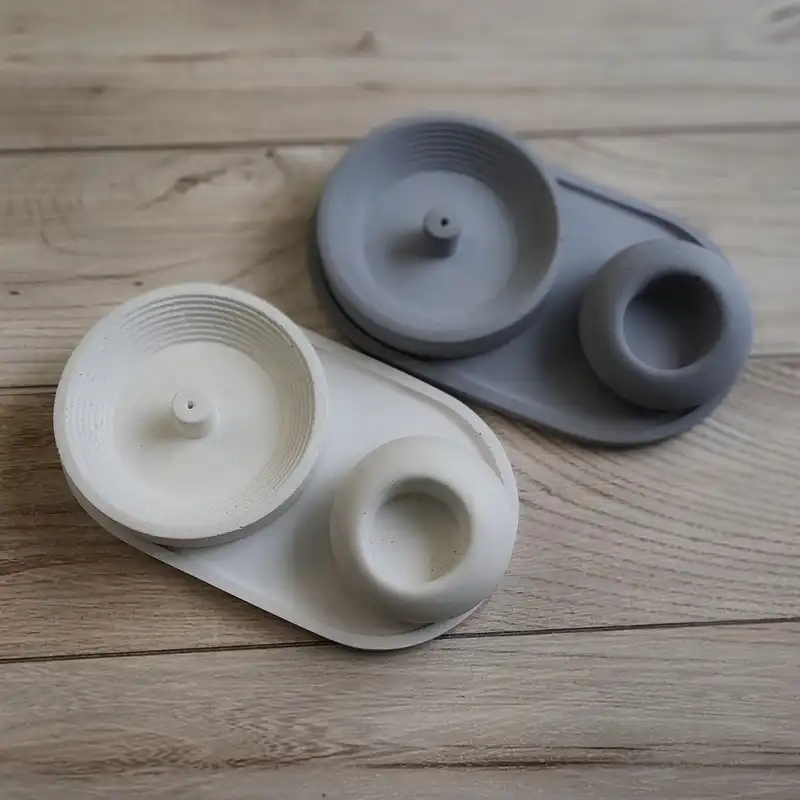 ست 3 تکه جاعودی و جا شمعی بتنی مدل S_15