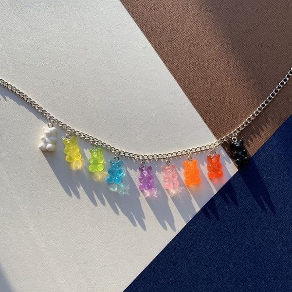 آويز گردنبند دخترانه  مدل پاستيل خرسی