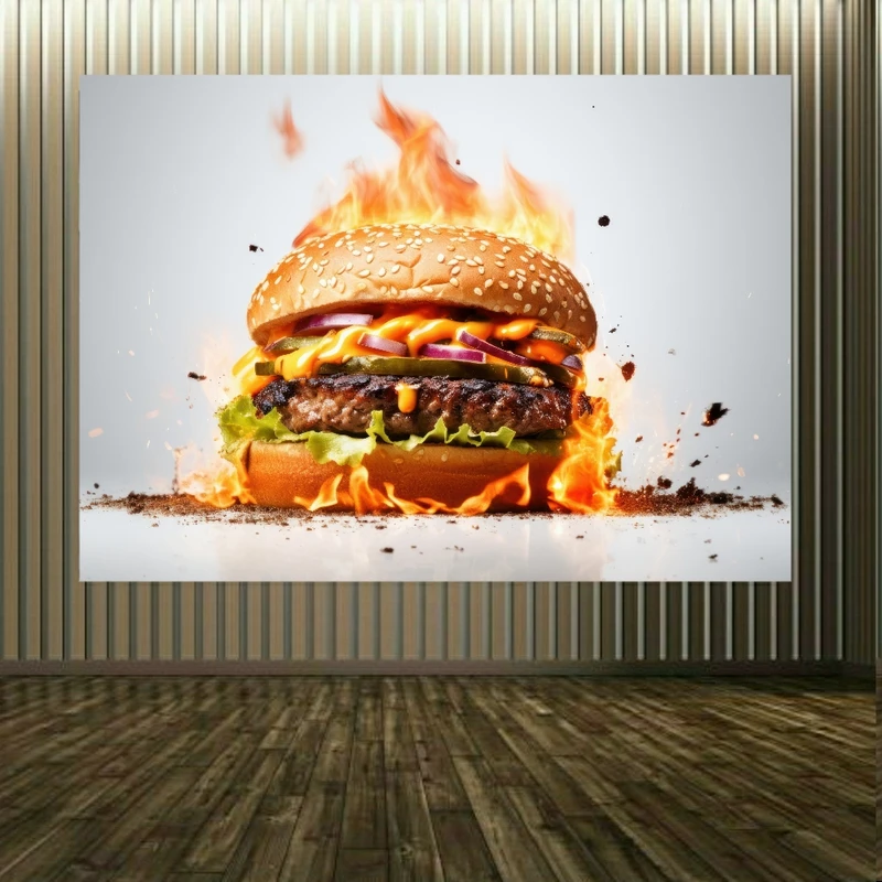 پوستر پارچه ای طرح فست فود مدل همبرگر کد BK1809