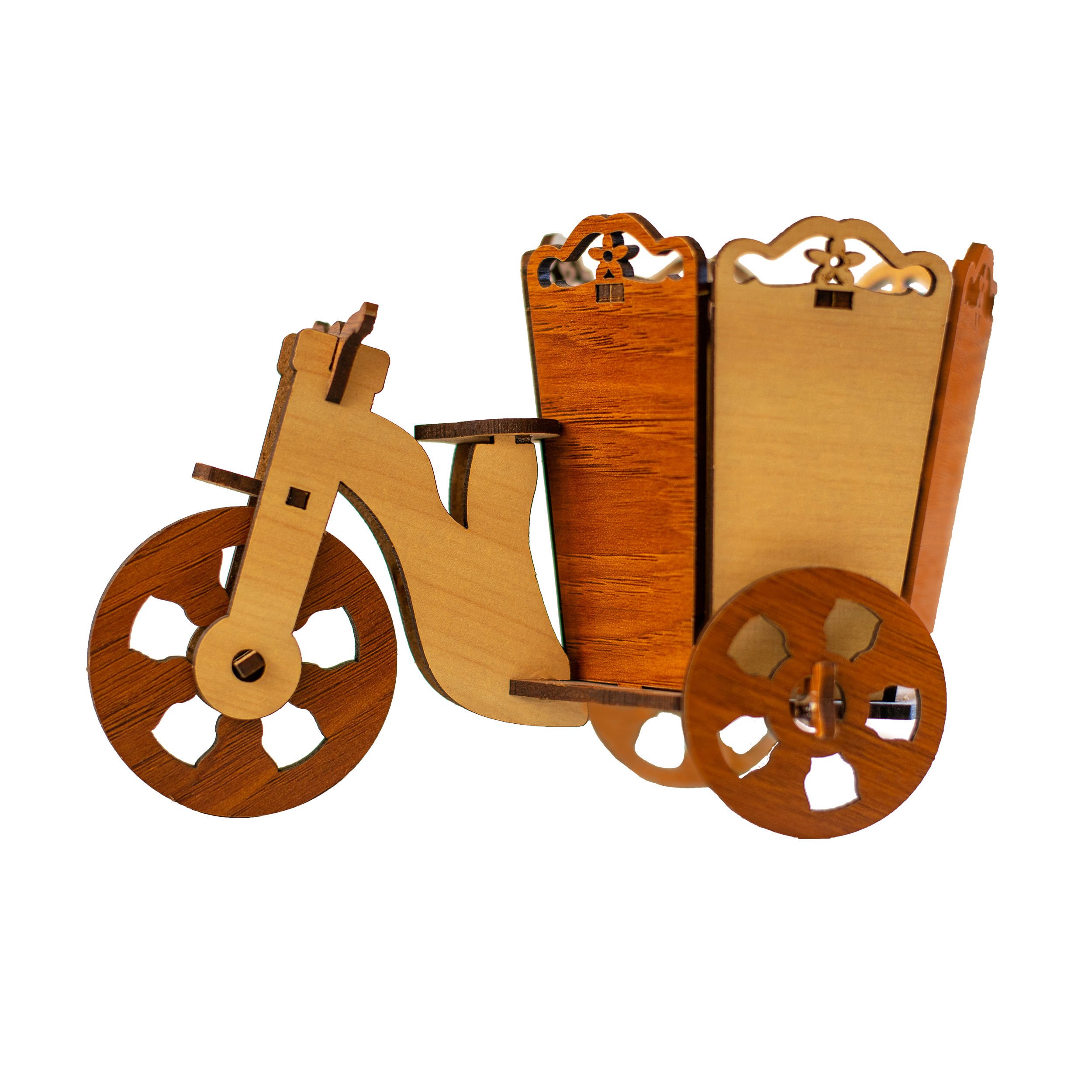 جامدادی رومیزی مدل سه‌چرخه چوبی