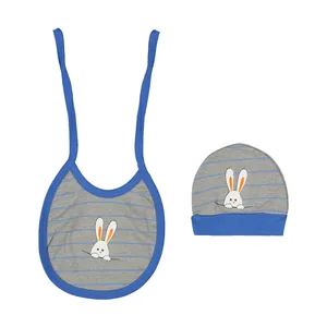 ست کلاه و پیشبند نوزادی پسرانه کد 102