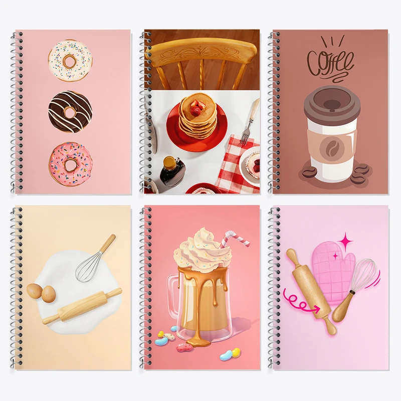 دفتر زبان 50 برگ خندالو مدل دو خط طرح کیک و شیرینی کد 943 مجموعه 6 عددی