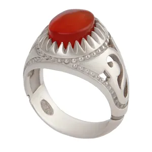 انگشتر نقره مردانه بازرگانی میلادی مدل سنگ عقیق رکاب دست ساز مدرن کد AM_2845