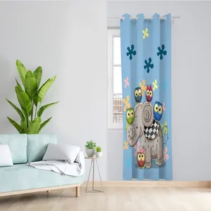 پرده مدل جغد و فیل مخمل پانچی کد 4239 سایز 140x280 سانتی متر