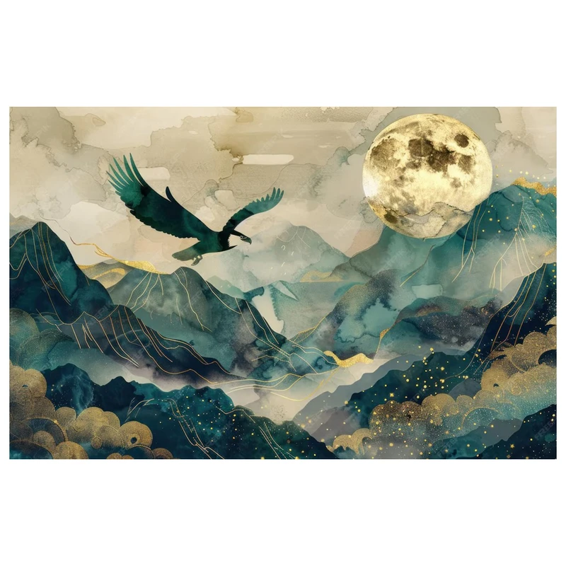 فرش پارچه‌ای مدل فرشینه طرح انتزاعی عقاب کد AR3059502