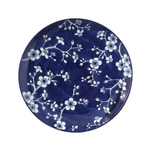 بشقاب دیوارکوب سفالی طرح شاخه و گل