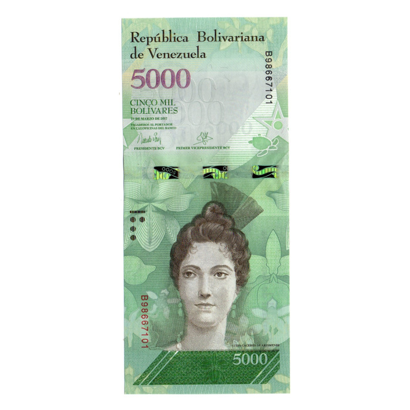 اسکناس تزئینی طرح کشور ونزوئلا مدل 5000 بولیوار