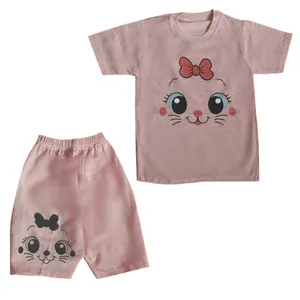 ست تی شرت و شلوارک دخترانه مدل PAPION-NRJ