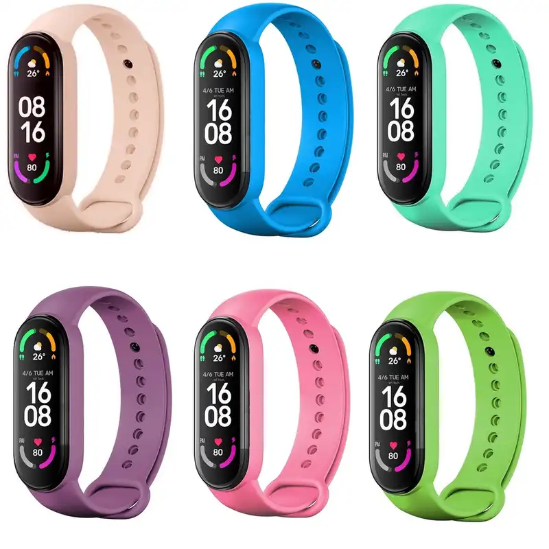 بند مدلRAINBOW کد 01 مناسب برای مچ بند هوشمند شیائومی Mi Band 6 مجموعه 6 عددی