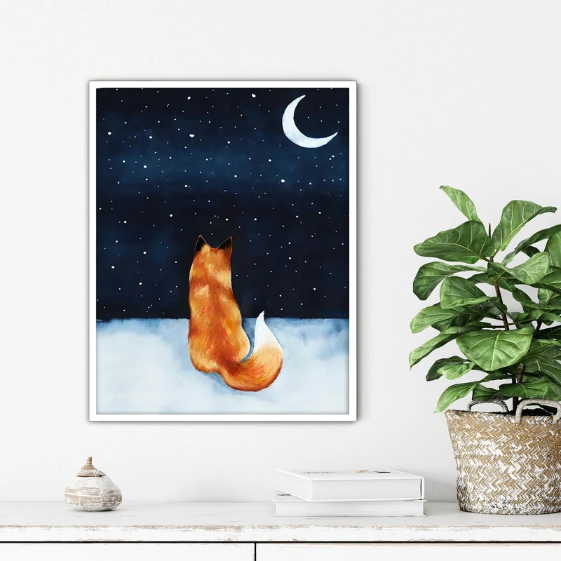 تابلو آتریسا طرح روباه مدرن مدل ATFKW124 فریم سفید