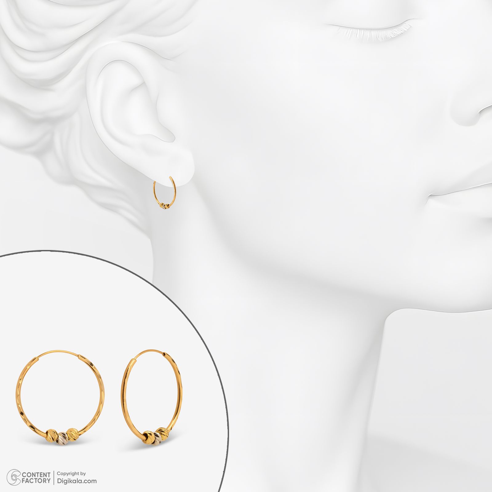 گوشواره حلقه‌ای طلا 18 عیار زنانه مطیع ها مدل 357 -  - 4