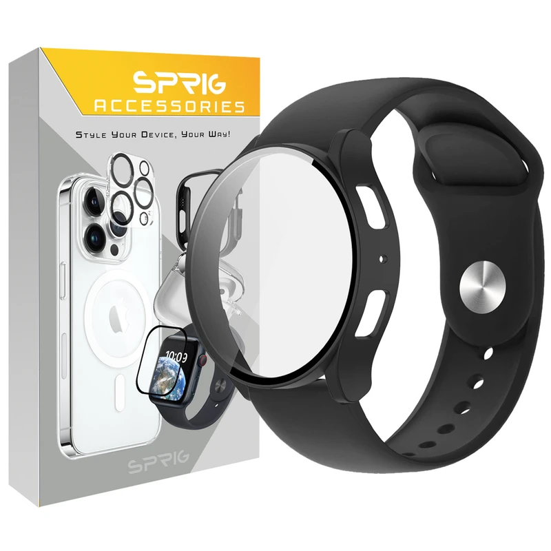 بند اسپریگ مدل Sic-Guard مناسب برای ساعت هوشمند سامسونگ Galaxy Watch 7 40mm به همراه کاور