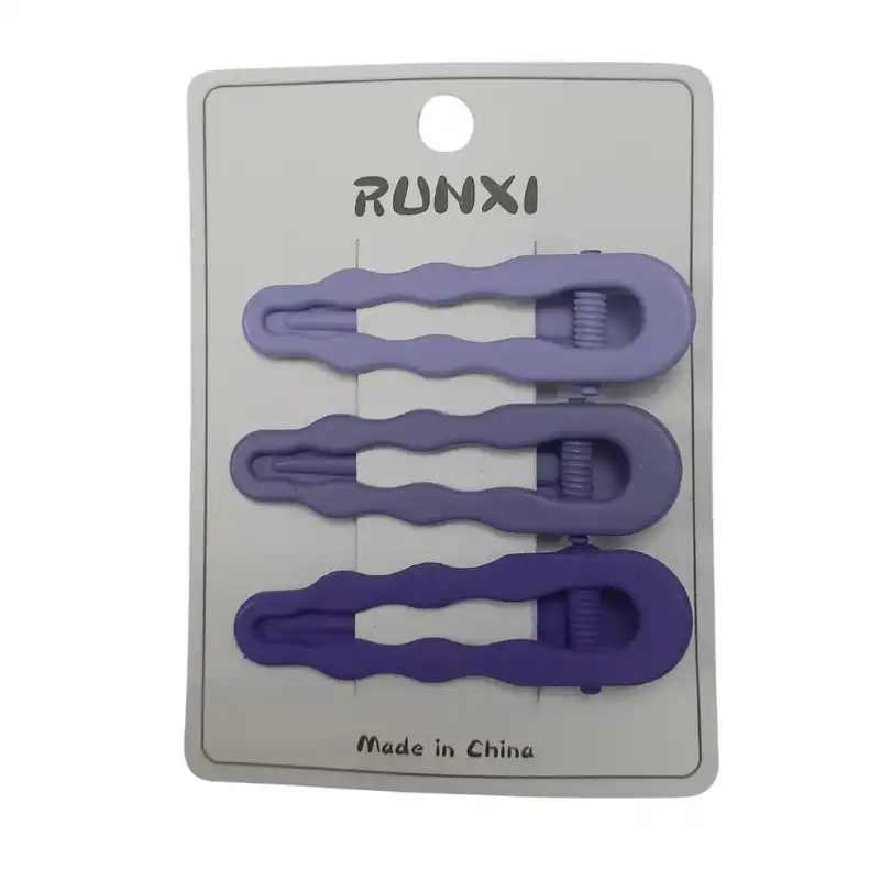 گیره مو زنانه مدل انبری طرح موج بسته 3 عددی