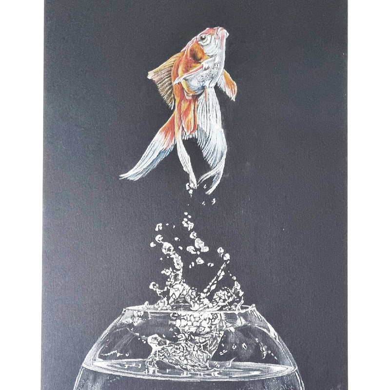 نقاشی مدادرنگی مدل تنگ و ماهی