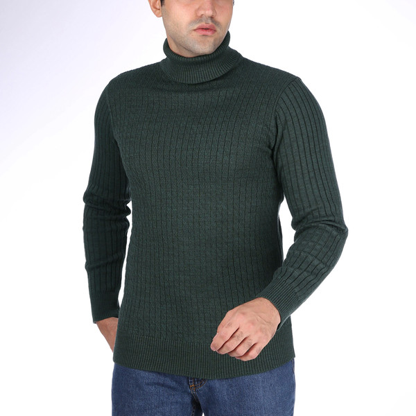 پلیور یقه اسکی مردانه تریکو پاییزان مدل PE800 رنگ یشمی