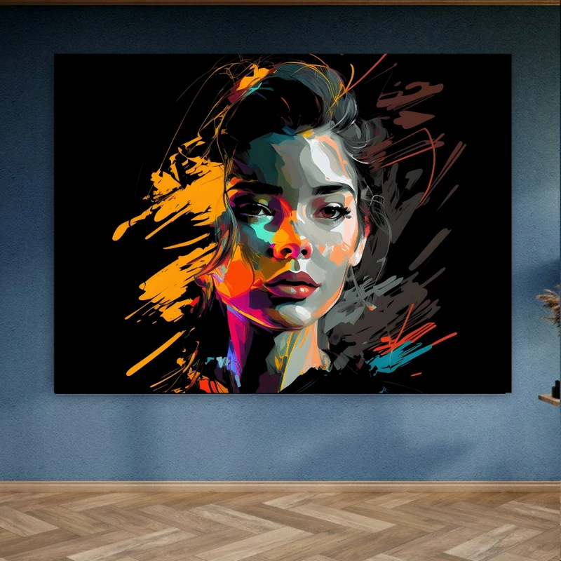 تابلو بوم طرح مخمل چهره مدل نقاشی دیجیتال کد BK23654