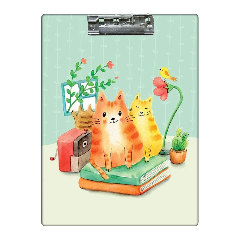 تخته شاسی طرح گربه ها و کتاب و گل کد 4366134 سایز A4