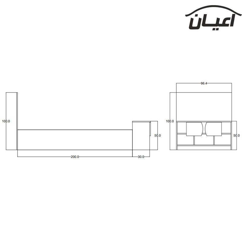 تخت خواب یکنفره اعیان مدل FH418 سایز 90x200 سانتی متر