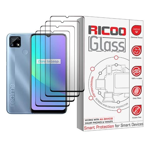 محافظ صفحه نمایش ریکو مدل Ricoo Glass MIX004 مناسب برای گوشی موبایل ریلمی C25 بسته چهار عددی