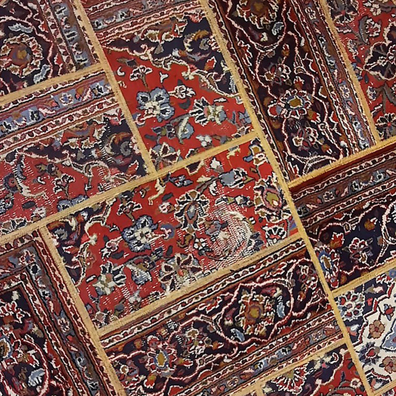 کلاژ فرش دستباف دایره یک ونیم متری مدل چهل تکه کد NKP.CO.N1