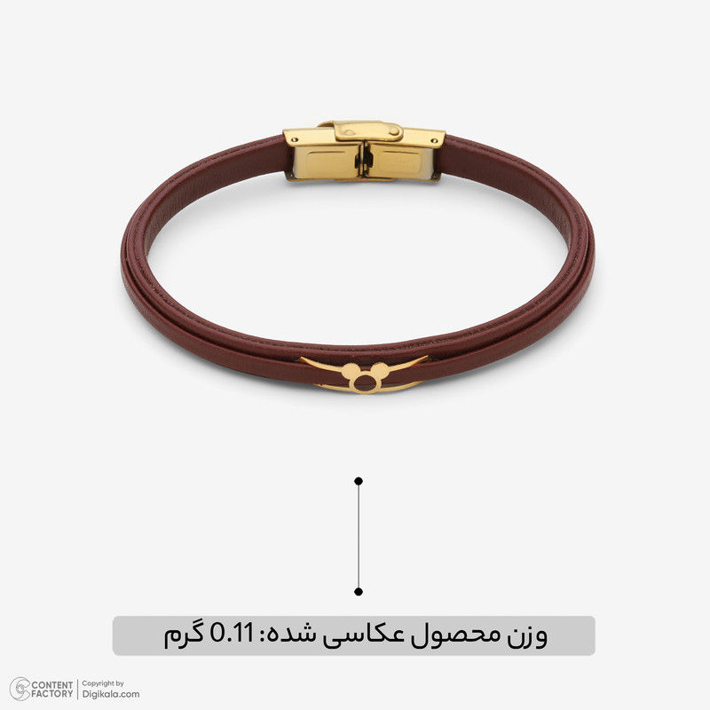 دستبند طلا 18 عیار زنانه با بند چرمی وی گالری مدل AMG3531 میکی