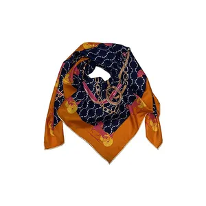 روسری زنانه مدل ابریشمی قواره بزرگ طرح اسب و ارابه کد QD2070