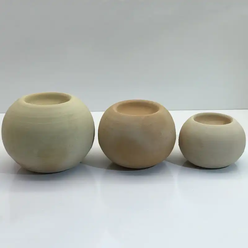 جا شمعی سفالی خام مدل توپی کد SH100 مجموعه سه عددی