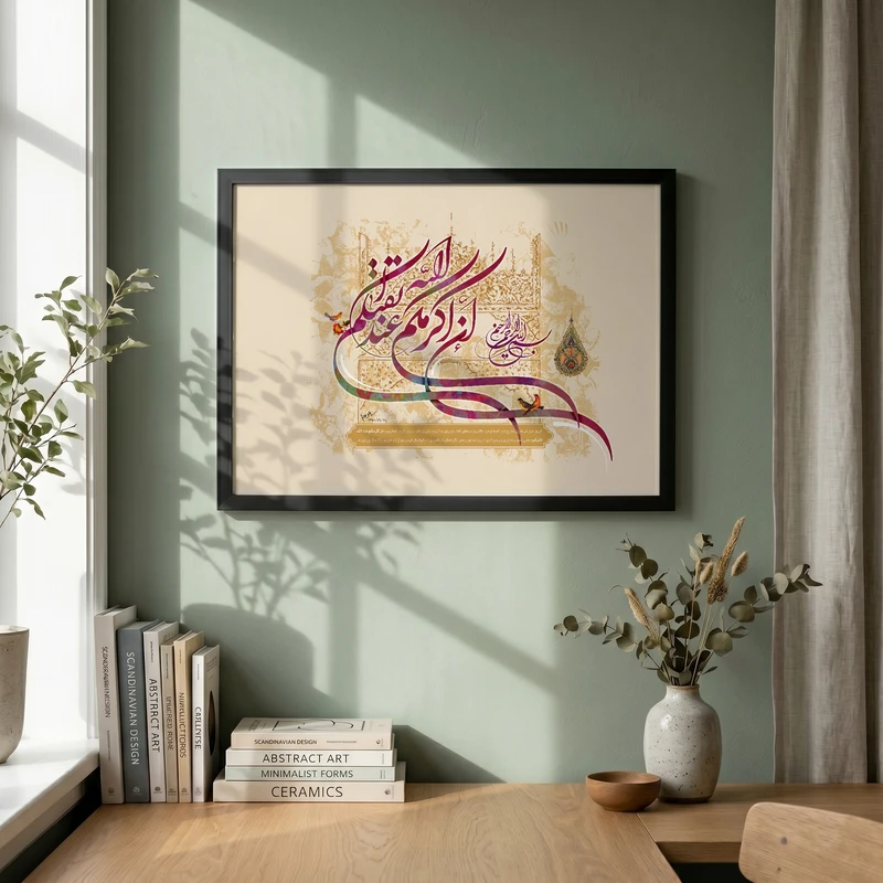 تابلو طرح قرآنی ان اکرمکم عند الله اتقاکم مدل G14641 فریم مشکی