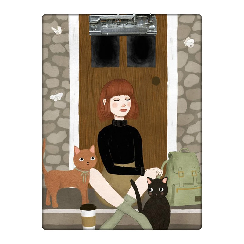 تخته شاسی طرح دختر،گربه، انتظار کد 2872224 سایز A4