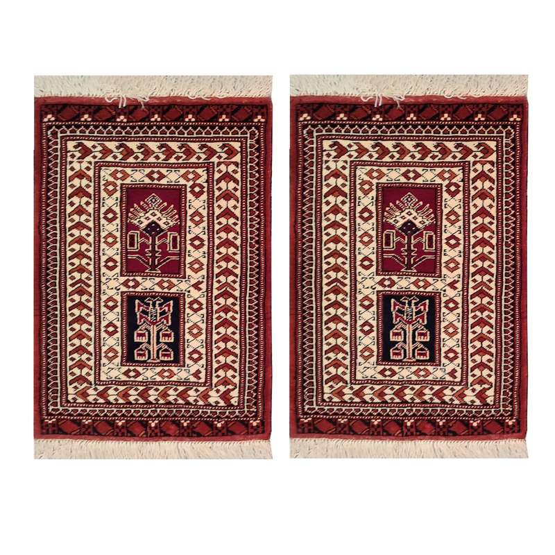 فرش دستباف زرع چارک طرح ترکمن مدل AA238 یک جفت