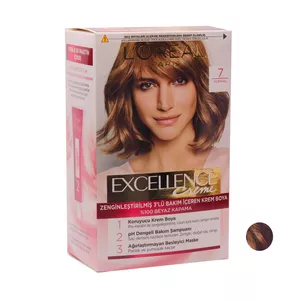 کیت رنگ مو لورآل مدل Excellence شماره 7 حجم 48 میلی لیتر رنگ قهوه‌ای بلوند