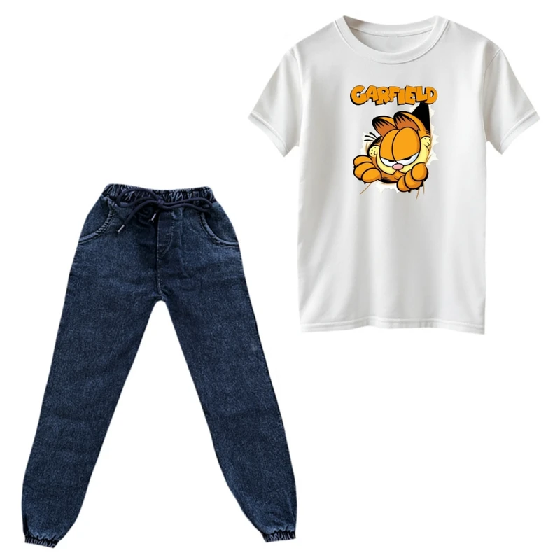 ست تی‌شرت و شلوار پسرانه مدل گارفیلد کد ۲