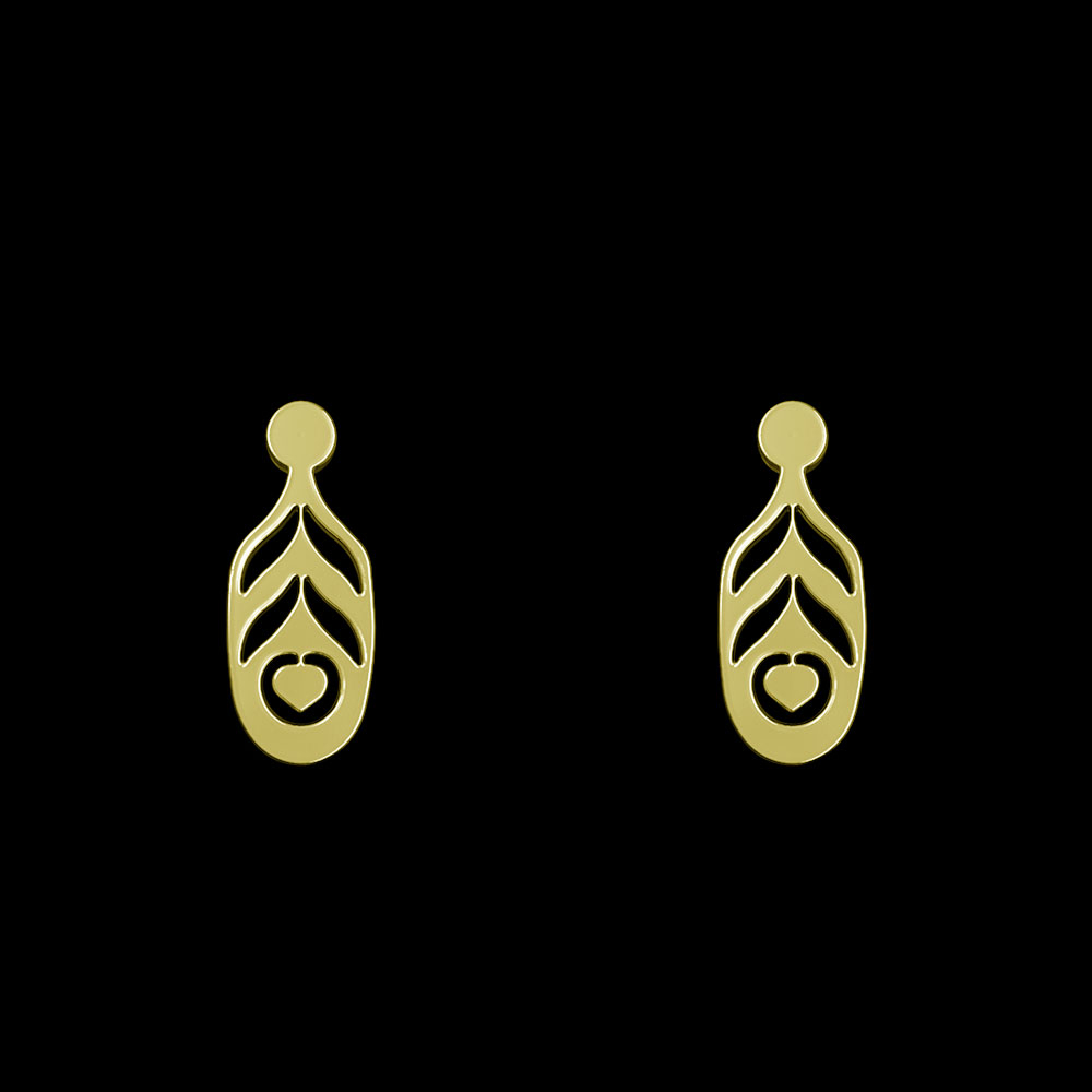 گوشواره طلا 18 عیار زنانه مدوپد مدل هندسی کد GA1-10653