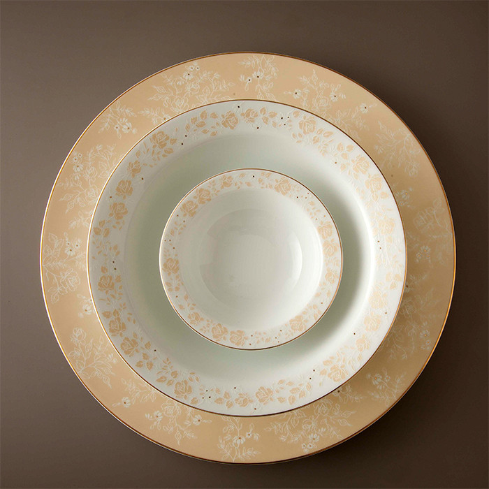 سرويس غذاخوری 28 پارچه چینی زرین ایران مدل ايتاليا اف گلدن رز کد 0128 درجه یک