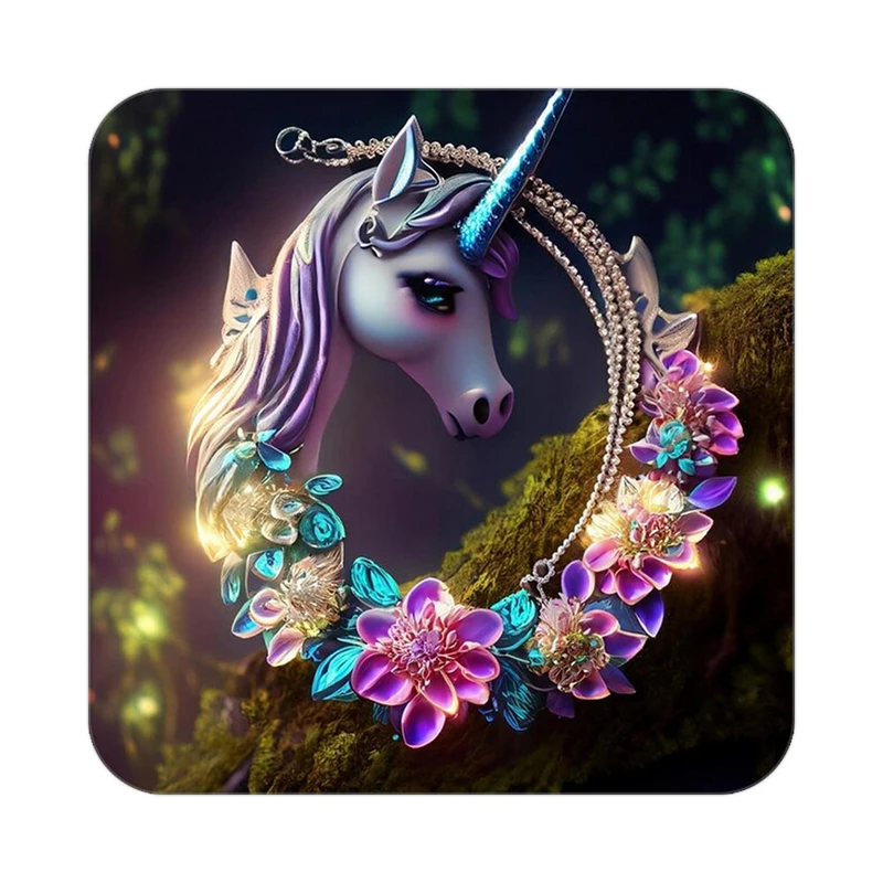 زیر لیوانی کاکتی طرح اسب تک شاخ و یونیکورن مدل mp31053