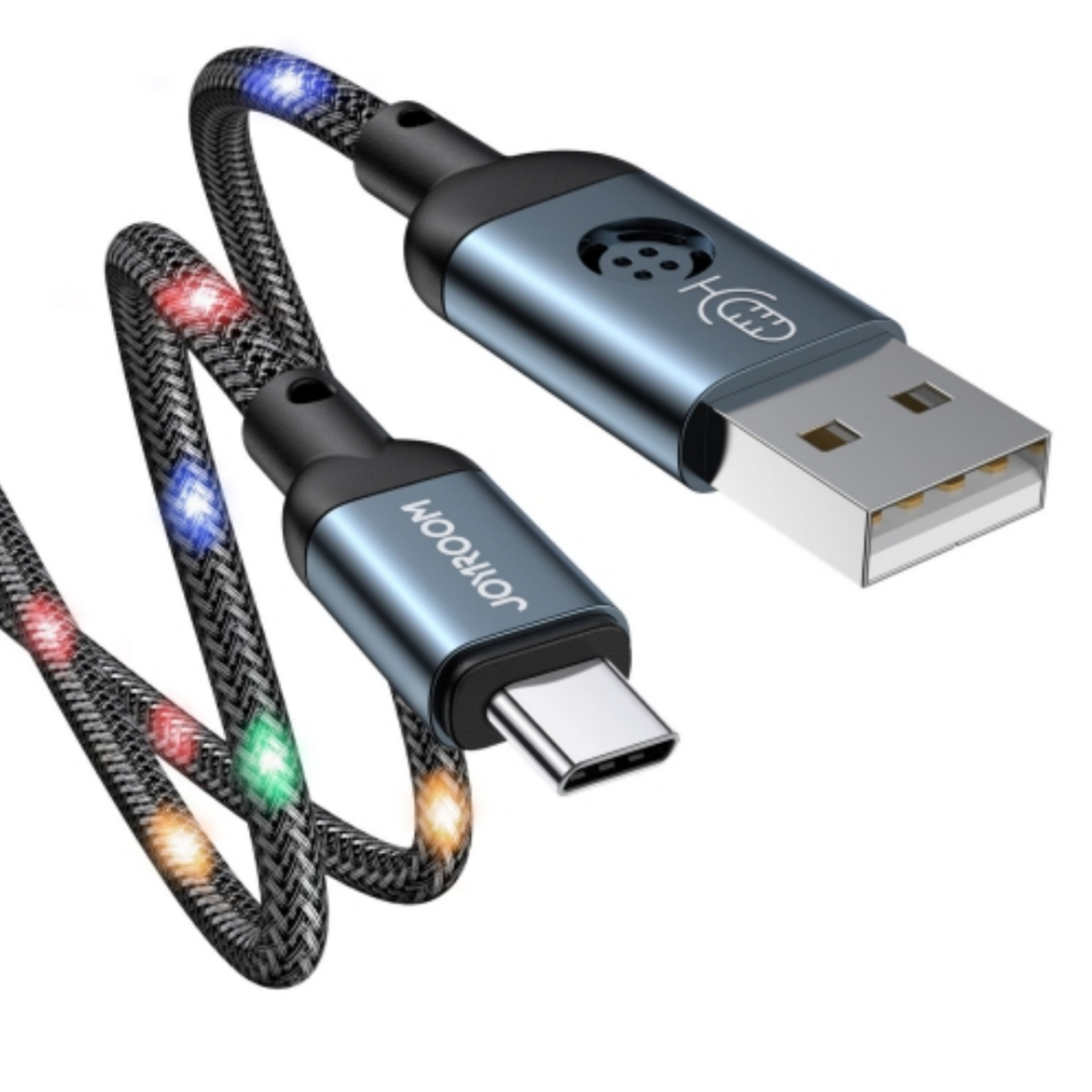 کابل تبدیل USB به USB-C جوی روم  مدل چراغ دار طول 1.2 متر