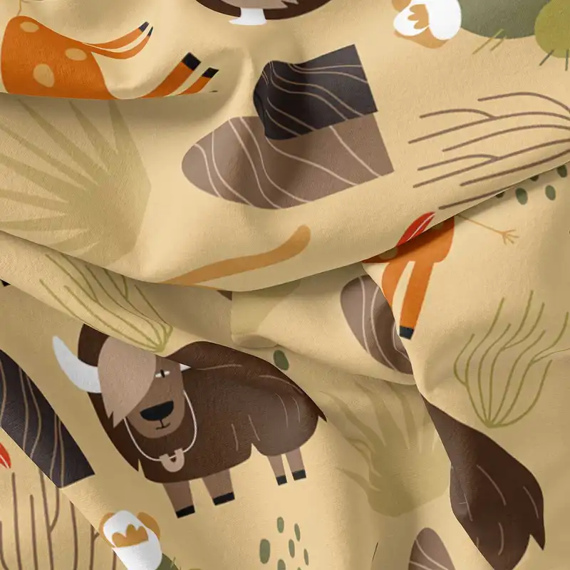 پارچه ملحفه پارچه باما مدل مخمل طرح حیوانات جنگلی 5011612